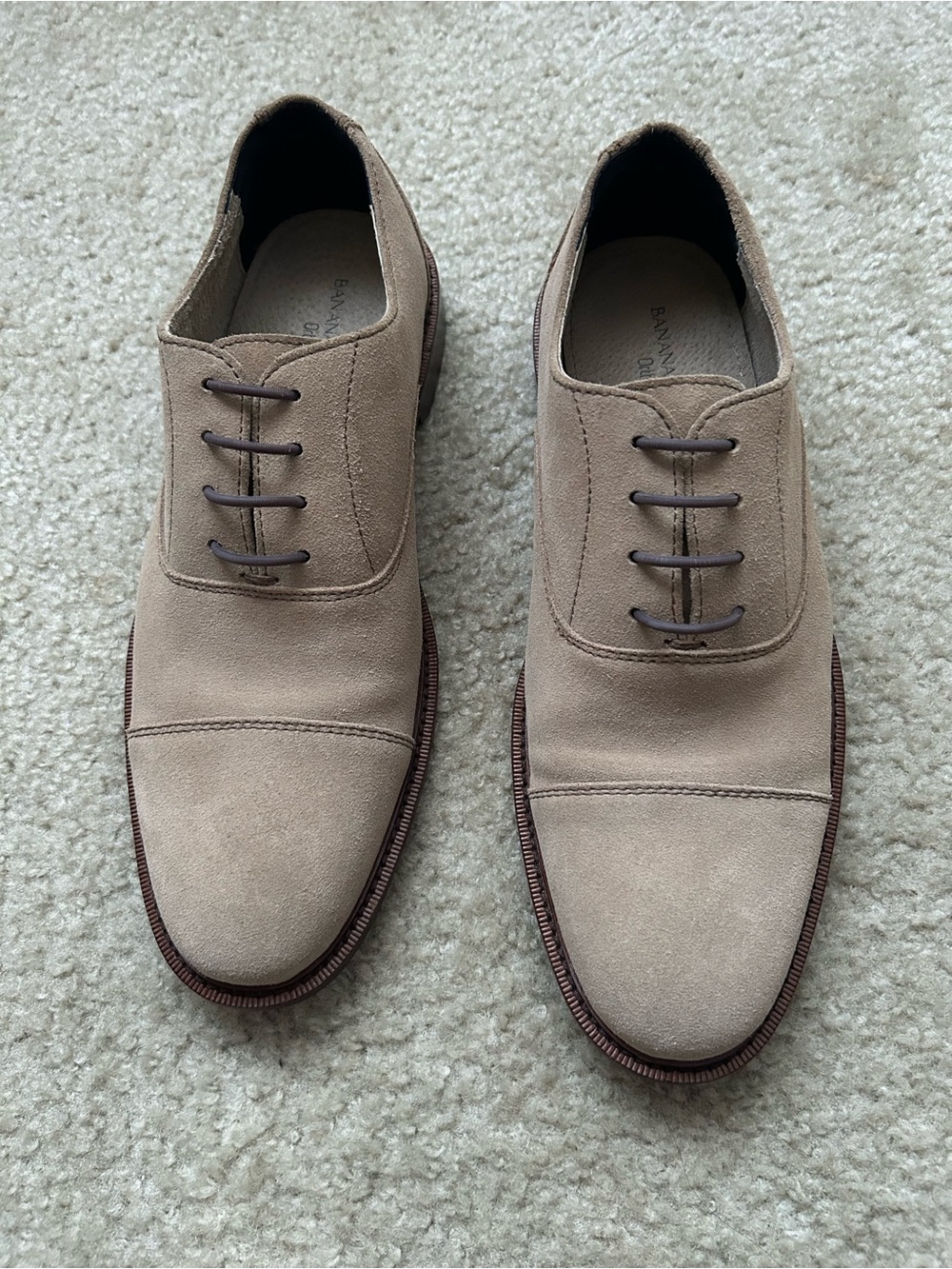 Banana Republic Men’s Suede Cap Toe Oxford Dress Shoes Beige Size 8M